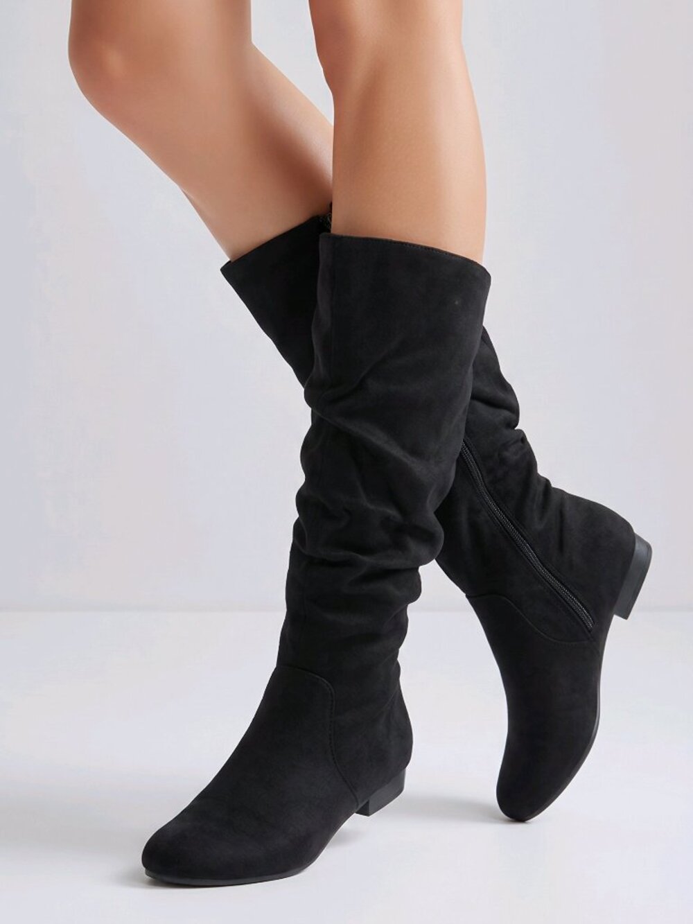 NWT York Black Noir Suede Zippered Below-the-Knee Boots – Women's Size 9.5
